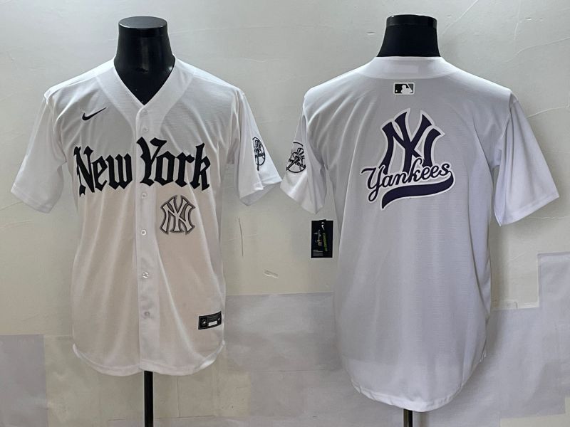 Men 2025 New York Yankees Blank White Five generations Joint Name Nike MLB Jersey style 68